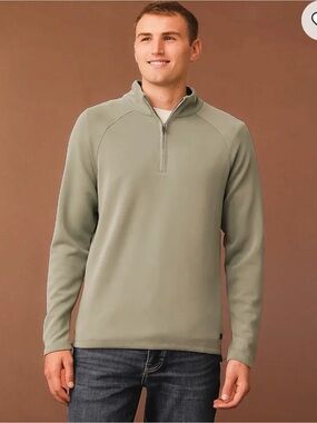 NWT Outpost Makers Mens Large Moss Gray 1/4 Zip Pullover Sweater BUCKLE Soft